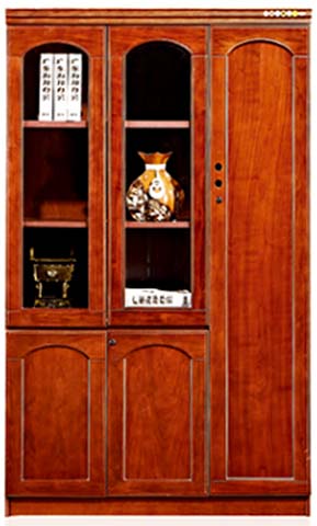 Traditional Three-Section Wooden Office Bookcase with Glass and Solid Doors