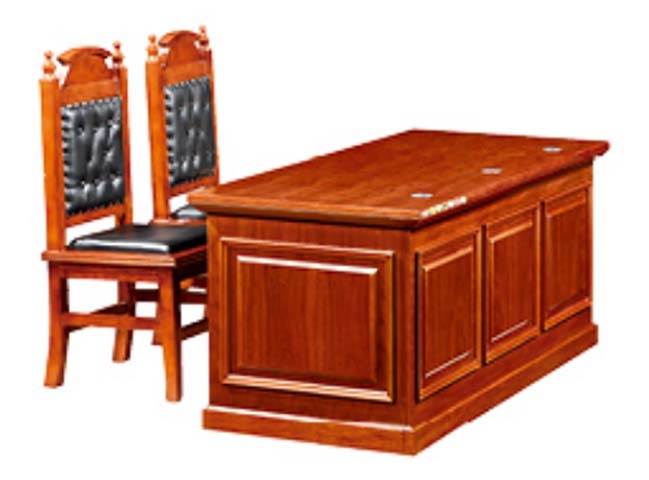Traditional Raised-Panel Wood Veneer Executive Desk