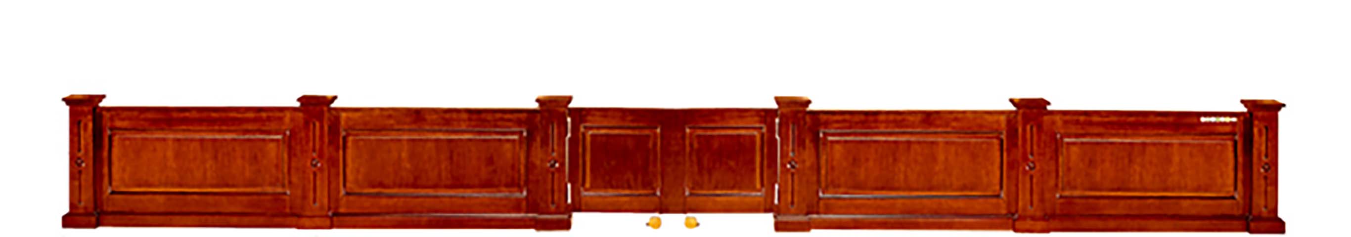 Traditional Raised-Panel Freestanding Movable Wood Office Workstation Partition with Casters and Pass-Through Gate