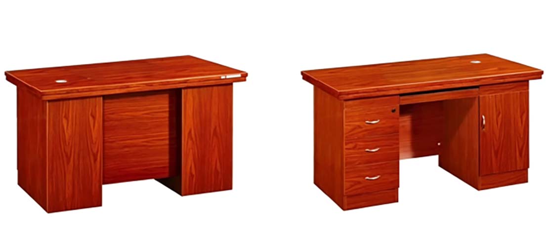 Double Pedestal Reddish Wood Grain Staff Office Desk