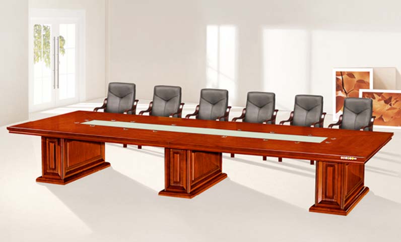 Large Rectangular Wooden Veneer Conference Table