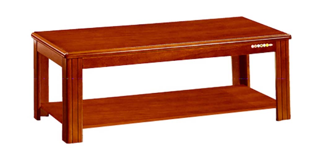 Double-Tier Reddish Brown Solid Wood Electric Heated Reception Coffee Table