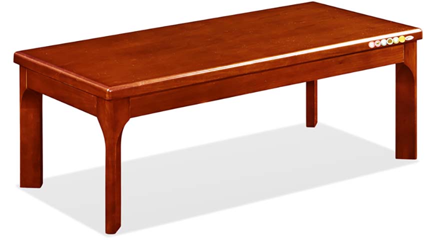 Reddish Brown Solid Wood Rectangular Coffee Table with Arched Legs