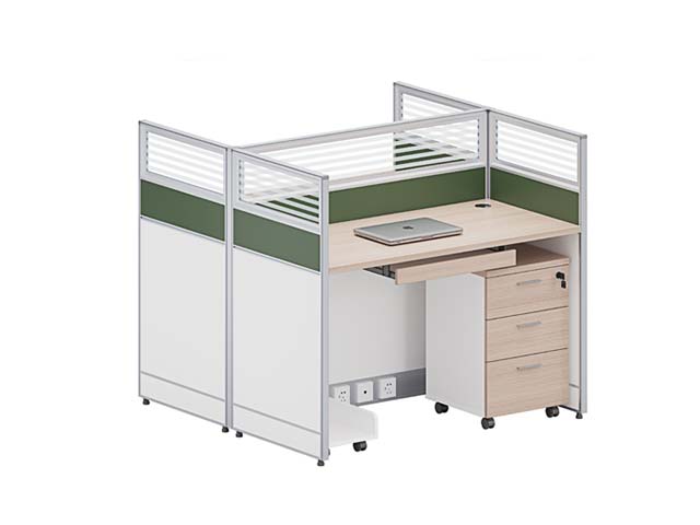 Single-Seat L-Shaped Modular Office Cubicle Workstation with Mobile Pedestal