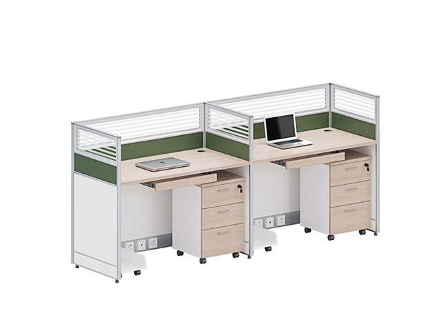 2-Person Side-by-Side Office Cubicle Workstation with Mobile Pedestals