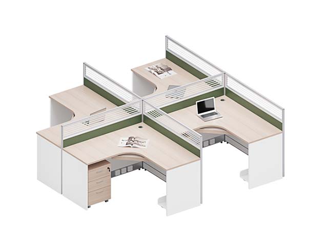 4-Person Cross-Shaped L-Desk Office Cubicle Workstation with Mobile Pedestals