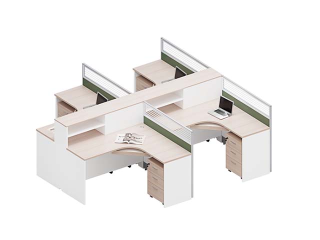4-Person Cross-Shaped Office Cubicle Workstation