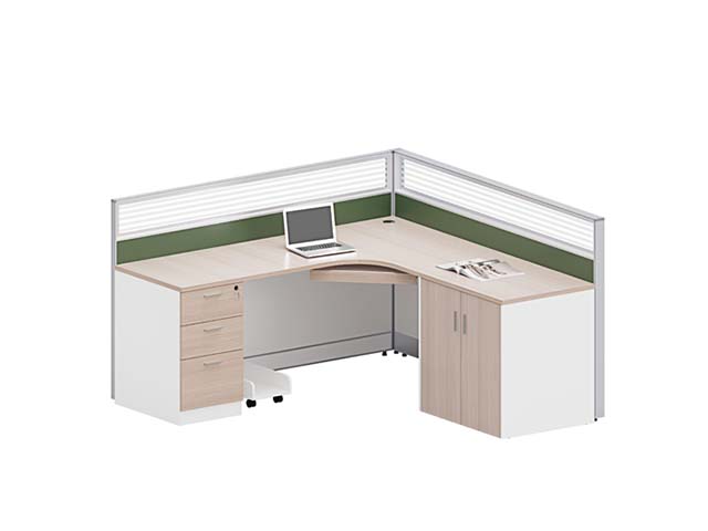 Single-Person L-Shaped Partition Office Cubicle Workstation