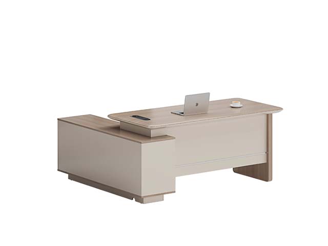 L-Shaped Fixed-Height Executive Office Desk with Left Storage Return