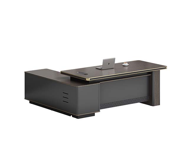 Modern L-Shaped Executive Office Desk with Left Storage Return