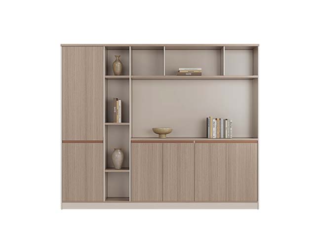Two-Tone Full-Height Office Bookcase Storage Cabinet with Open Display Shelves