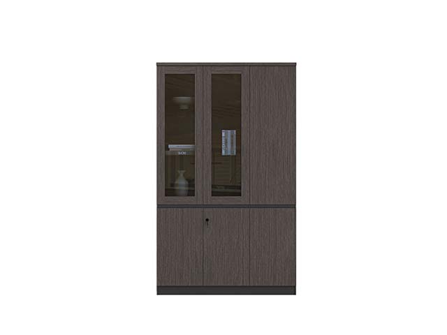 Dark Wood-Grain Office Combination Storage Cabinet