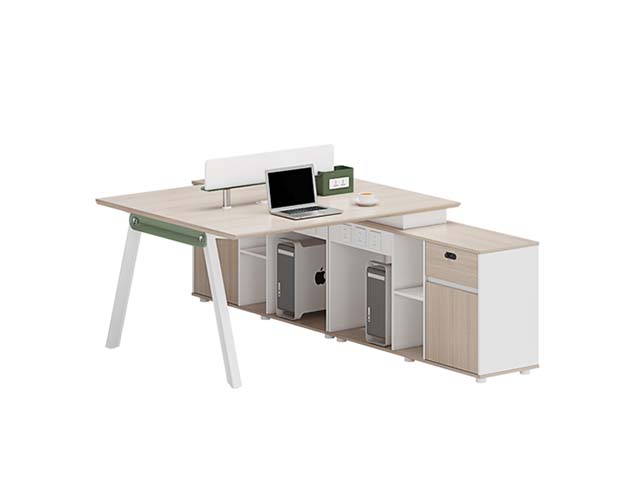 Two-Person Face-to-Face Office Workstation Desk with Central Divider, Side Storage Return and CPU Compartments