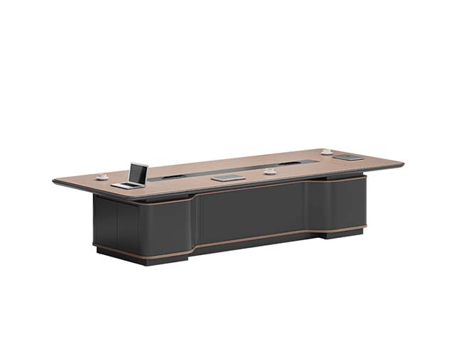 Two-Tone Curved Closed Panel Base Rectangular Boardroom Conference Table