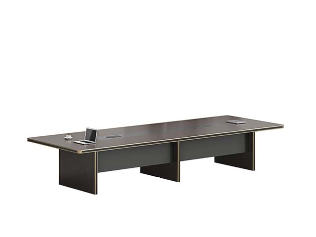 Rectangular Wood Veneer Conference Table with Integrated Cable Management