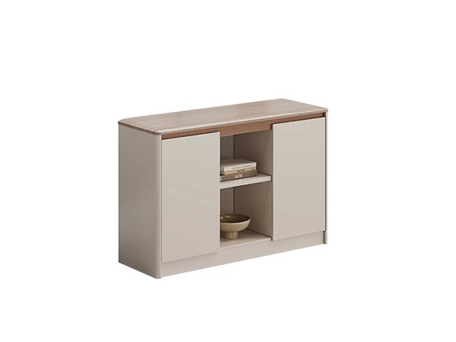 Two-Tone Handleless Storage Sideboard with Central Open Display Shelving