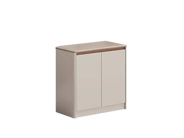 Modern Two-Tone Handleless Rounded-Edge Short 2-Door Storage Cabinet
