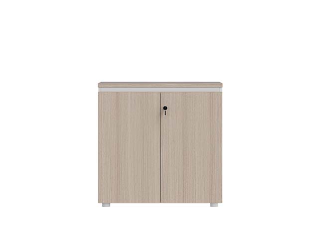 Light Wood Grain Lockable Double-Door Low Office Storage Credenza