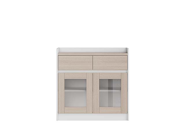 Two-Drawer Double Glass Door Low Storage Cabinet