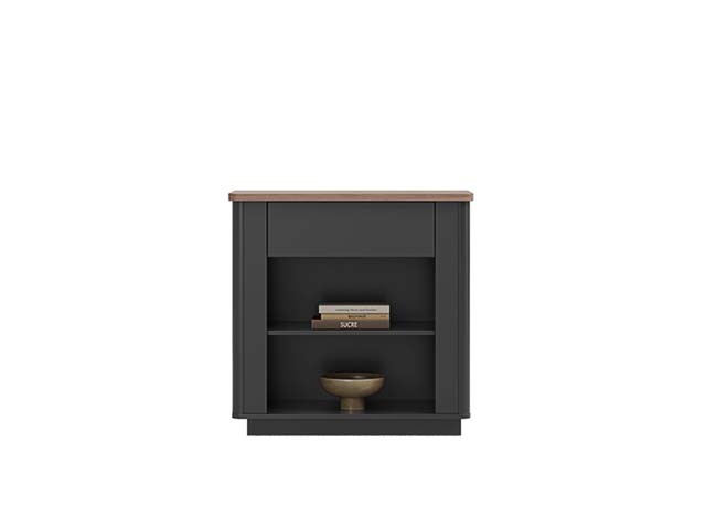 Two-Tone Compact Storage Side Table with Drawer and Open Shelves