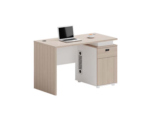 Compact Single Workstation Office Desk with Attached Right Storage Pedestal
