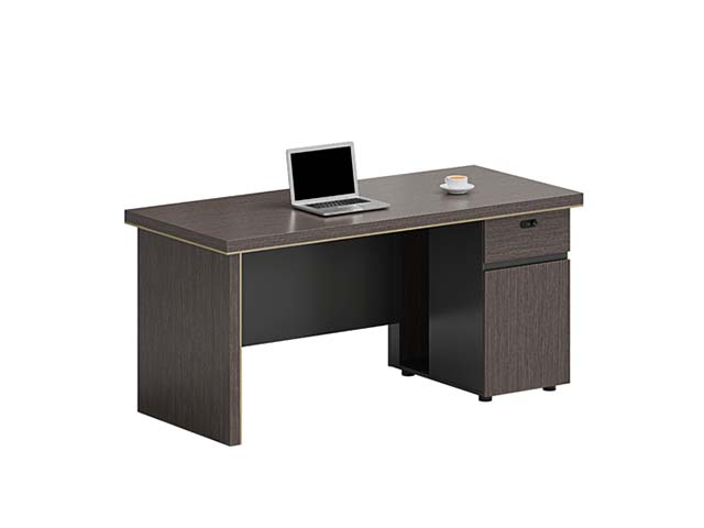 Single-Pedestal Rectangular Office Desk with Drawer and Cabinet