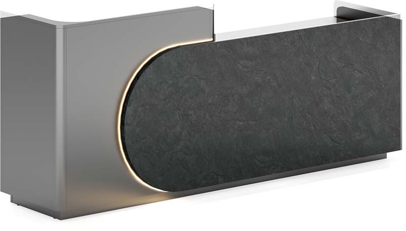 Modern Curved Accent Reception Desk with Ambient LED
