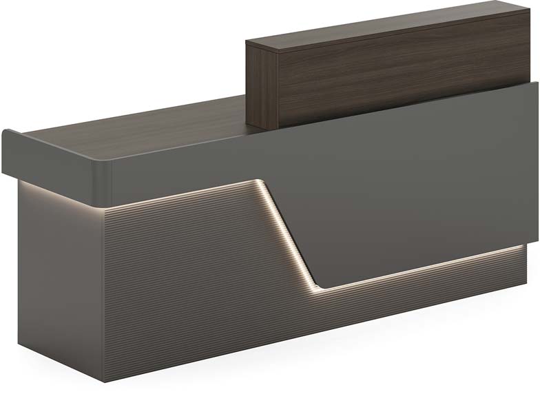 Modern Two-Tone LED Reception Desk with Fluted Front Panel