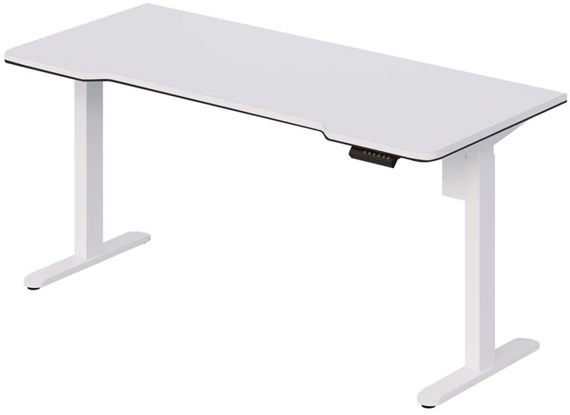 Dual-Motor Electric Height Adjustable Standing Desk with Contoured White Desktop