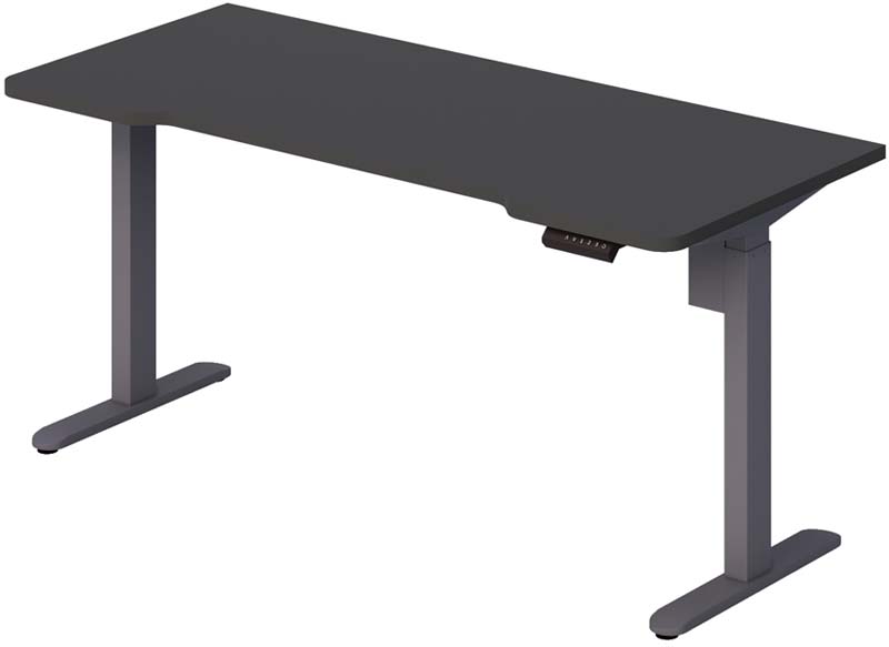 Dual Motor Electric Height Adjustable Standing Desk with Ergonomic Front Cutout