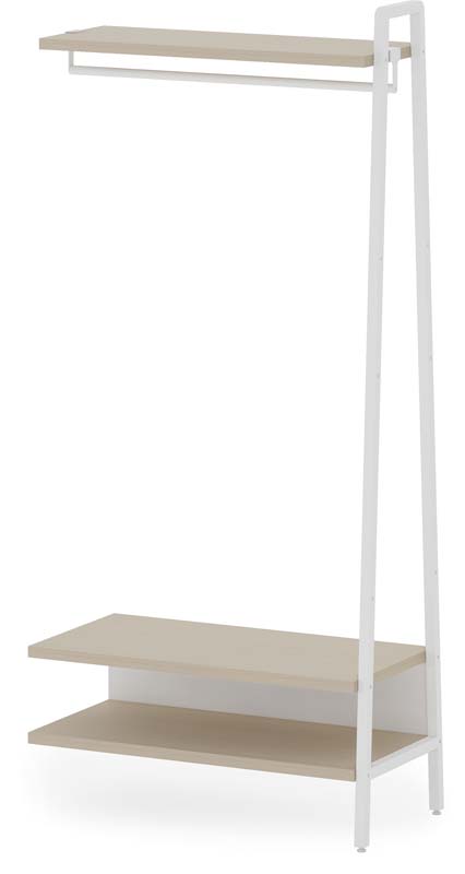 Leaning Ladder Style Entryway Coat Rack with Storage Shelves