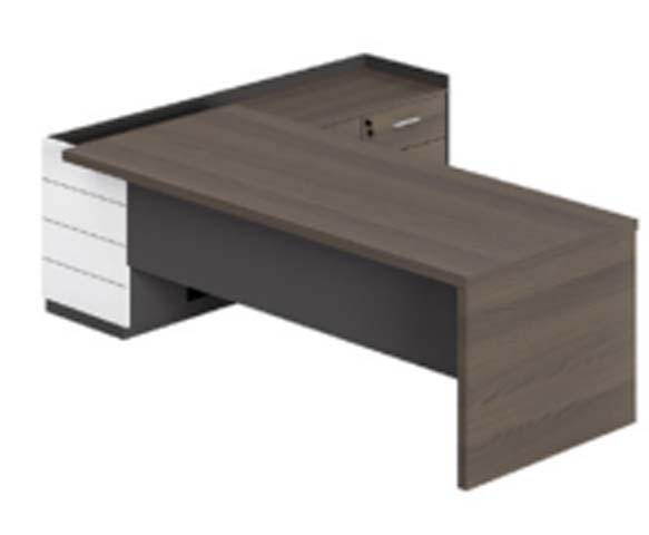 L-Shaped Executive Office Desk with Integrated Storage Pedestals EXEC-L-2400-WAL