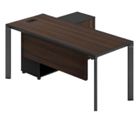 Industrial L-Shaped Walnut Executive Office Desk with Mobile File Pedestal L-EXD-WL-BLK-76D