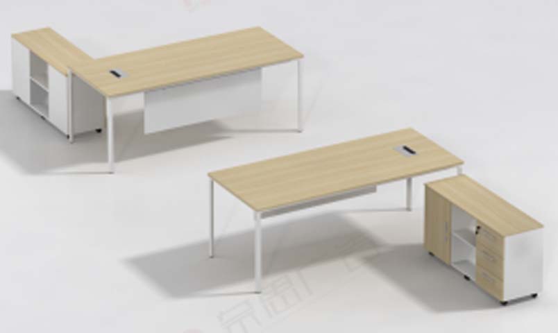 Light Oak L-Shaped Executive Office Desk with Mobile Side Storage Cabinet OFD-LM1800-L