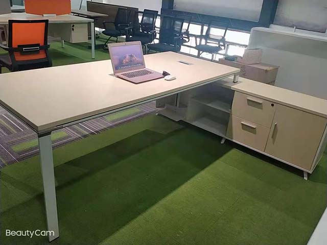 Modern L-Shaped Executive Office Desk with Right-Side Attached Storage Return EXE-L-R-2D1C-1800