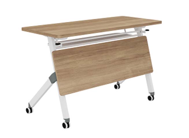 Light Oak Flip-Top Mobile Nesting Training Table with Modesty Panel TRN-MOB-FLIP-12040-OAK