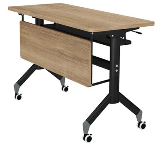 Light Oak Mobile Height-Adjustable Flip-Top Training Table TRN-MOB-ADJ-1200-OAK