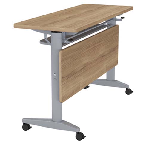 Mobile Flip-Top Nesting Training Table with Lockable Casters TRN-FLP-1200-OAK
