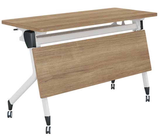 Light Oak Flip-Top Mobile Training Table with Modesty Panel FTM-TT-LO1800-WF