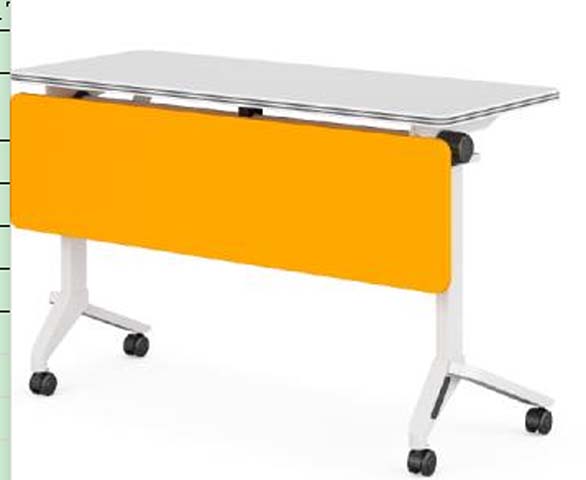 White Flip-Top Mobile Nesting Training Table with Yellow Modesty Panel FTT-MOB-12060-YEL