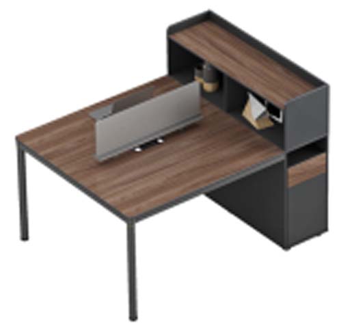 Two-Tone Walnut Black L-Shaped Office Desk with Attached Storage Hutch OD-LH-WB-1800