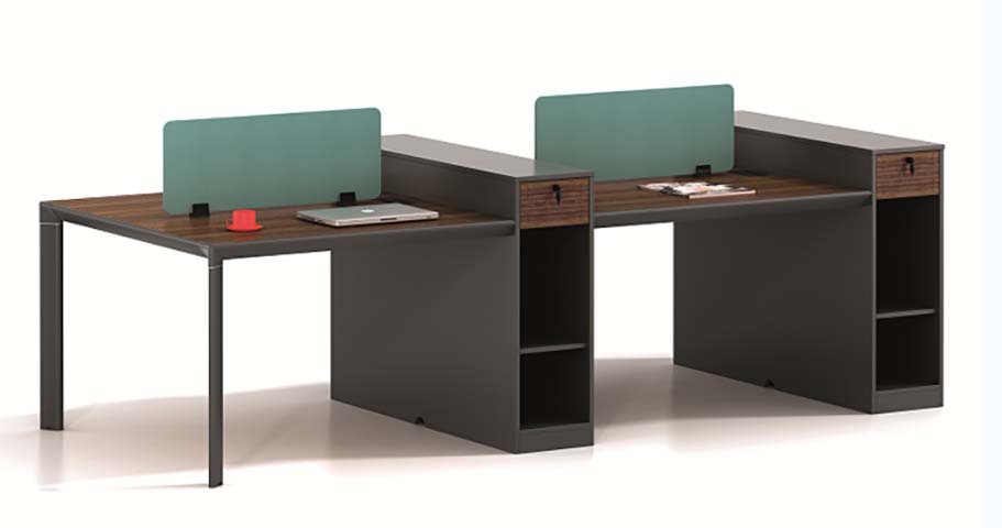 Two-Person Back-to-Back Office Workstation with Dividers and Side Storage WS-2P-2400