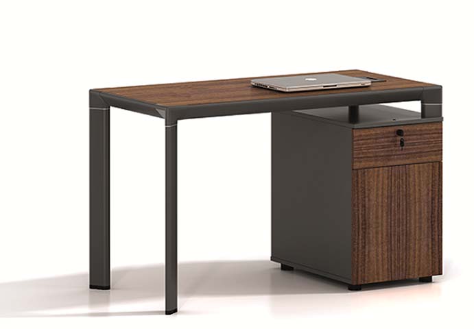 Single Pedestal Executive Office Desk with Attached Drawer Cabinet OFD-SP-14075-WAL