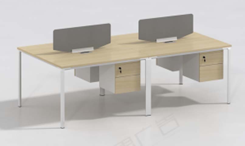 4-Person Back-to-Back Office Workstation Bench Desk with Dividers and Suspended Pedestals WS-4P-BB-2816-OWH