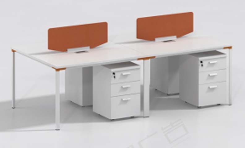 4-Person Modular Office Workstation with Dividers and Mobile Pedestals WS-4P-2412-MP