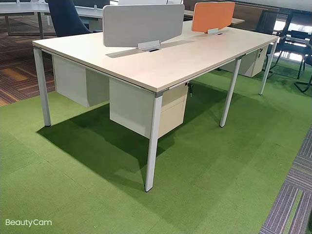2-Person Face-to-Face Office Bench Workstation with Dividers and Suspended Drawers FW-B2-1612-WHT
