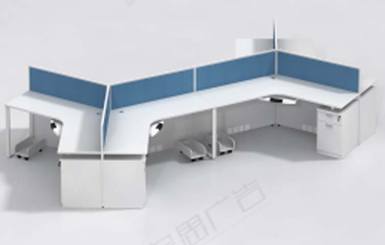 3-Person 120-Degree L-Shaped Office Cubicle Workstation Cluster WKS-CUB-3P120-BLWH