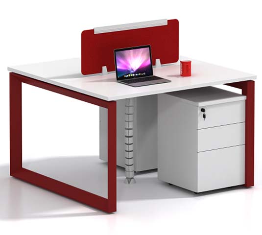 2-Person Face-to-Face Office Workstation Desk with Privacy Divider and Mobile Pedestal WS-2P-OFRAME-RW-1212