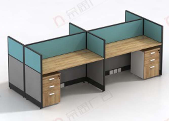 4-Person Cross-Configured Office Cubicle Workstation with Integrated 3-Drawer Pedestals WS-CR4-2820-1200T