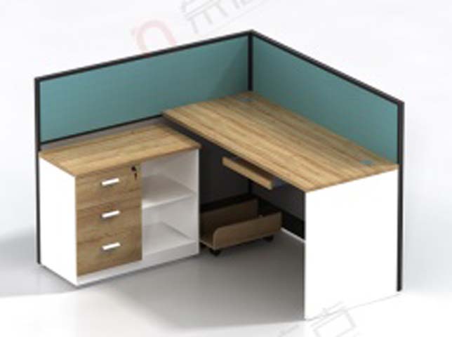 Single-Seat L-Shaped Office Workstation Desk with Fabric Partition LWS-1612-3D-P
